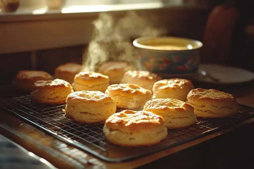 Golden-brown Bisquick biscuits fresh from the oven, ready to enjoy