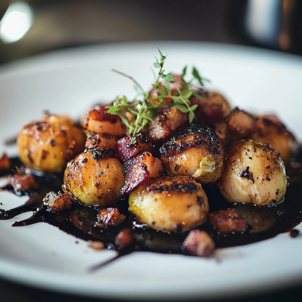 Roasted Brussels sprouts are a flavorful, crispy addition to your meal. Look at how appetizing they can be when served