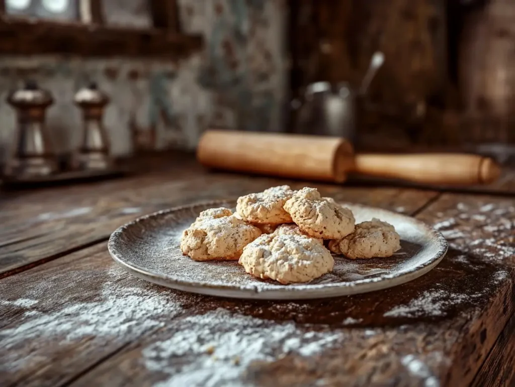 A plate of dry, crumbly biscuits—a common result of baking mistakes like insufficient liquid or overworking the dough