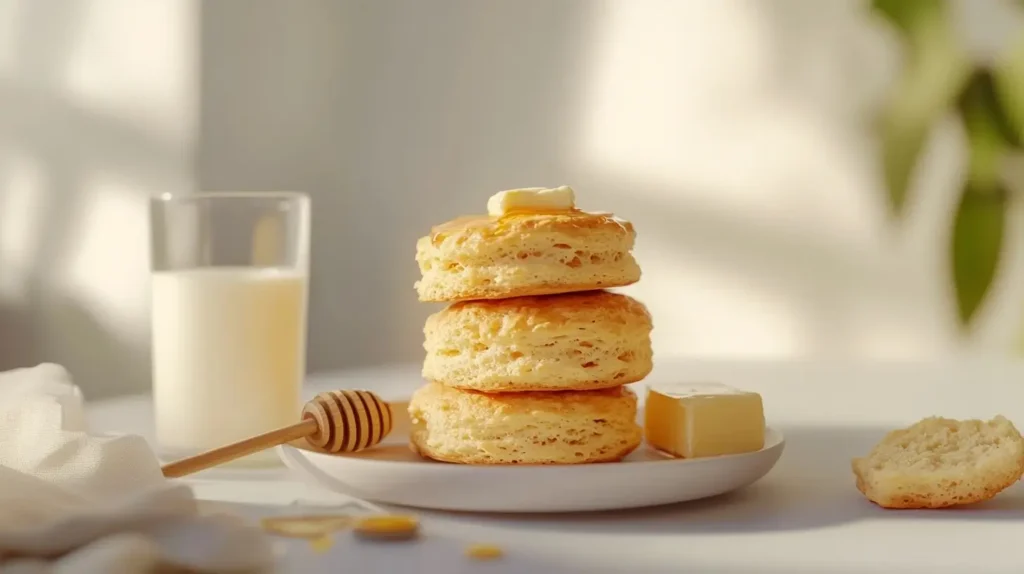 Golden, fluffy biscuits with butter and honey—a result of proper techniques like using cold ingredients and adding enough liquid.